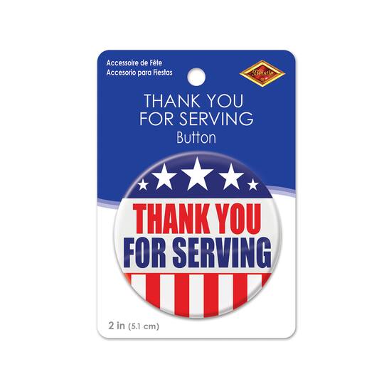 Beistle 2" Red, White & Blue Thank You for Serving Buttons, 6ct.